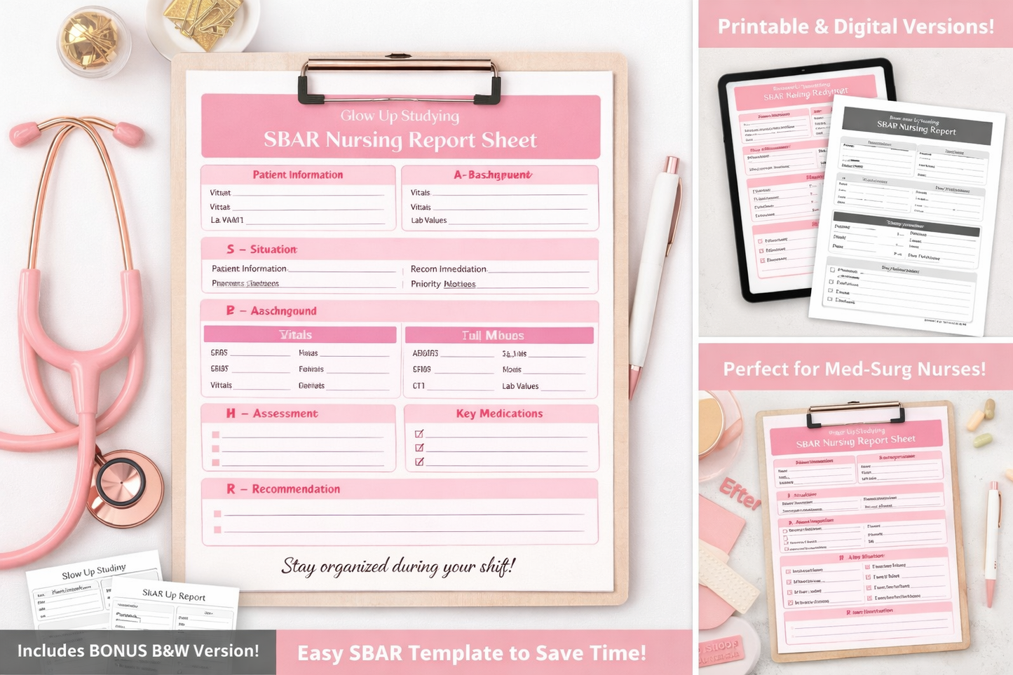 SBAR Nursing Report Sheet 💗 | Med-Surg Template